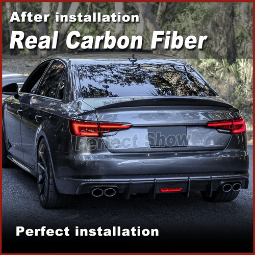 For Audi A4 Sline S4 2017-19 Rear Bumper Diffuser Lip Quad Exhaust Carbon Fiber - Picture 4 of 11