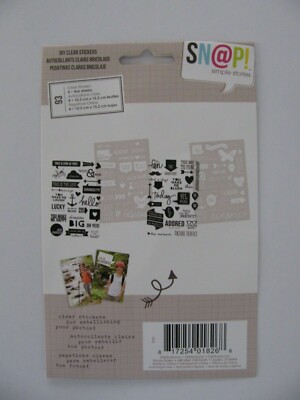Simple Stories Snap Studio CLEAR STICKERS 3 Sheets 4'' X 6'' 