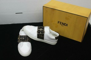 fendi pearland leather sneakers with ff strap
