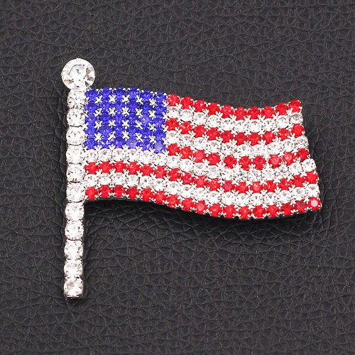 Vintage Silver Tone Multi-color Rhinestone American Flag Brooch Lapel ...