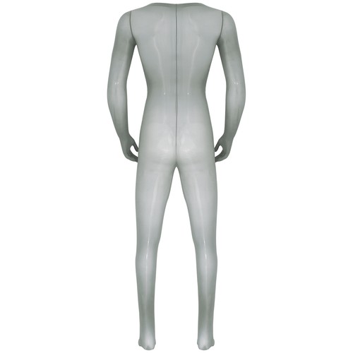 Men's Shiny Oil Sheer Full Bodystocking Long Sleeve Glossy Bodysuit Catsuit - Picture 120 of 194