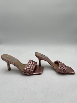 Women’s SAKS FIFTH AVENUE Braided Leather Heel Sandals Pink Size