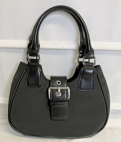 Forever 21 Black Nylon Small Double Handle Handbag Purse EC! - Picture 2 of 8
