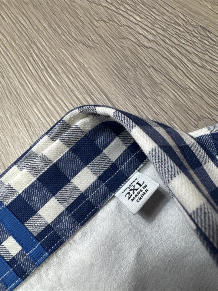 Camisa Robert Graham Para Hombres 2XL Azul Cuadros Guinga Manga Larga Lino XXL A Medida Foto 4 de 4