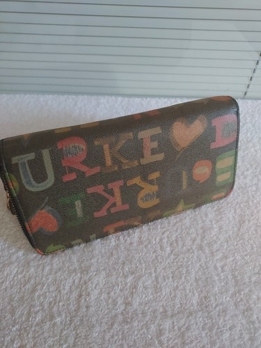 DOONEY & BOURKE 🩵RETRO ❤️DOODLE🧡 LARGE 💛ZIP AROUND CLUTCH - Picture 14 of 17