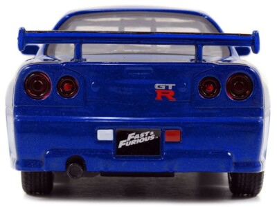 BRIAN'S NISSAN SKYLINE GT-R R34 BLUE FAST & FURIOUS 1/32 DIECAST