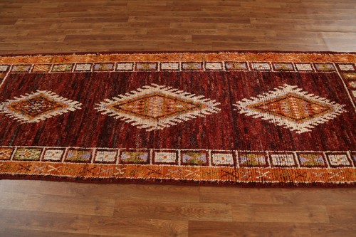 Thick Plush Moroccan Berber Oriental Runner Rug 3'x10' Handmade Wool Carpet - Picture 10 of 12