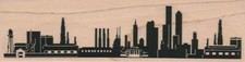 Skyline Silhouette 1 1/2 x 5 1/2" Rubber Stamp, Structures Stamp, Places Stamp