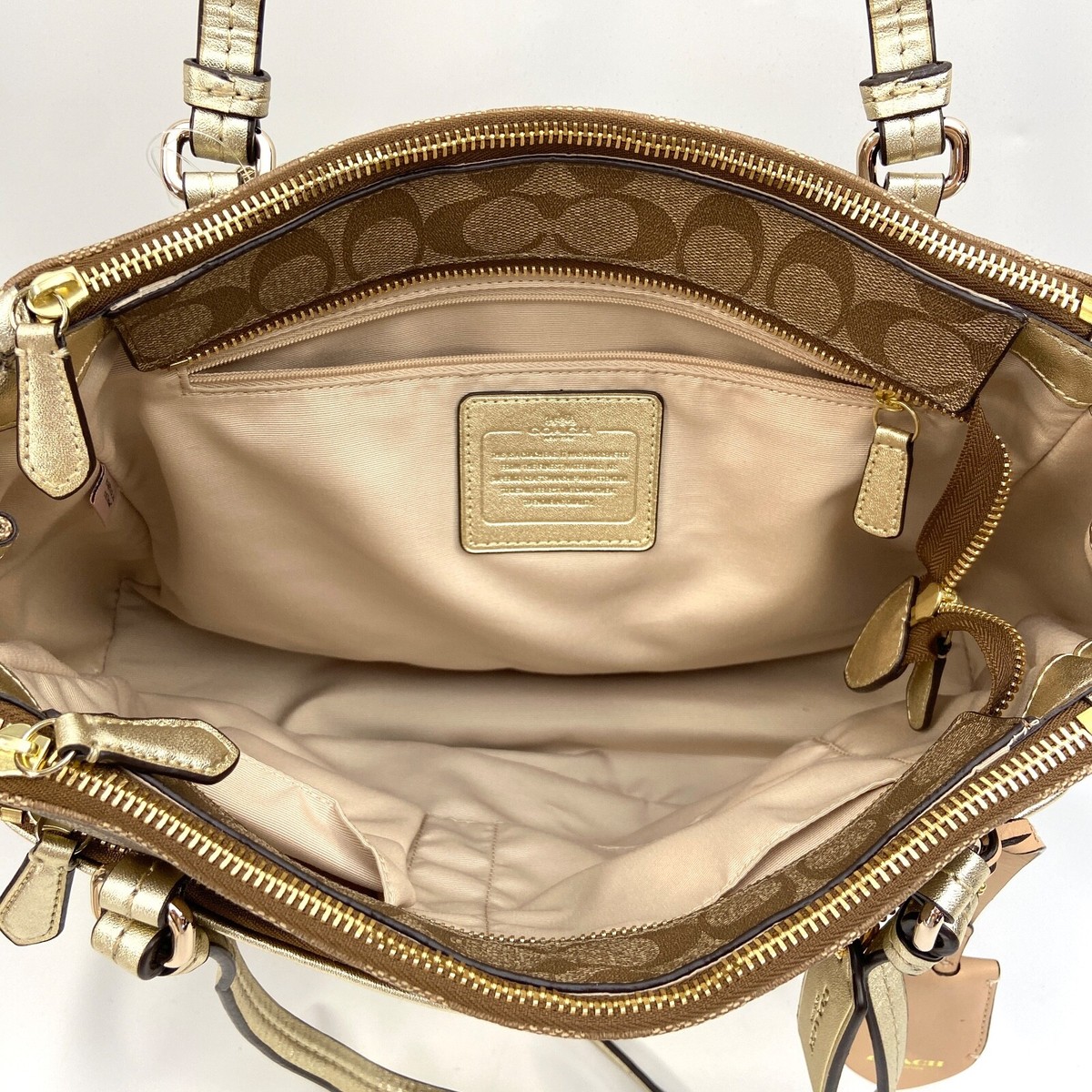 COACH PEYTON SIGNATURE JORDAN DOUBLE ZIP CARRYALL F32838 Khaki