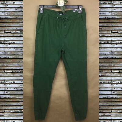 REFINERY REPUBLIC Men s Joggers Green Twill Stretch Pants Pull On Size Medium