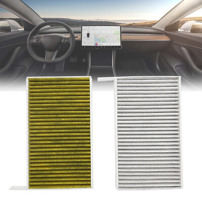 2X Pollenfilter Innenraumfilter mit Aktivkohle für Tesla Model 3 Y 2017 - 2023