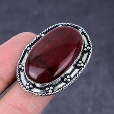 Natural Red Labradorite Gemstone Handmade 925 Sterling Silver Ring Size 8 J023