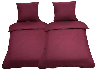 4 tlg Uni Bettwäsche 135 x 200 cm bordeaux Einfarbig Renforce Baumwolle NEU