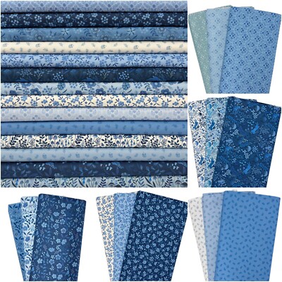 Blau Baumwolle Patchwork Stoff Vergissmeinnicht Gasse Landhaus Kern Blumen und Pilze