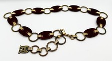 Vintage 60s 70s Mid Century Etienne AIGNER leather CHAIN BELT Mod Modern USED 