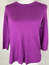 Ann Taylor Purple Sweater Buttons Down Back Lightweight 3/4 Sleeves Sz Small