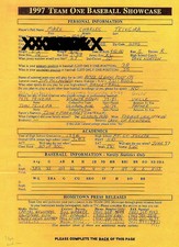 1997 Mark Teixeira National Showcase Signed Questionnaire Yankees ONE-OF-A-KIND!