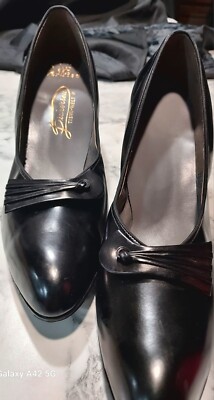 knee length dresses for ladies Vintage Style Black Leatherette Bow Tie Pointed Toe Heels  Unique Vintage
