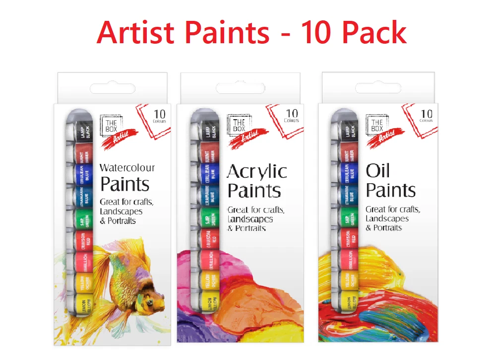 Artist Watercolour, Oil, Acrylic Paints - 10 Pack for Crafts landscape Portraits