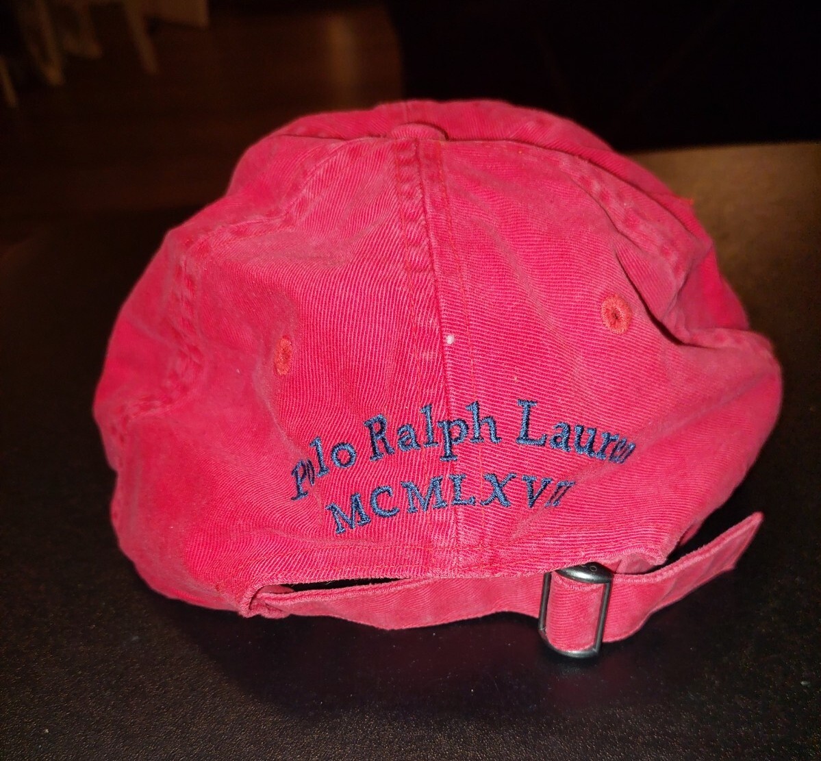 Cappello polo Ralph Lauren cinturino posteriore blu rosso grande pony regolabile da uomo