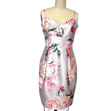 Eliza J Pink Floral Print Mikado Tulip Cocktail Dress Size 4
