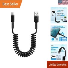 Fast Charger Cable Coiled USB C for Car 3FT Android Auto Type A to C
