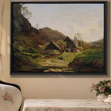 Rural Countryside Oil Painting Canvas Print Rustic Farmhouse Wall Art Decor