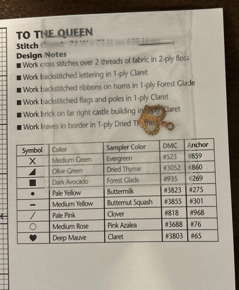 JBW Designs #141 "To The Queen” Counted CS Pattern and Crown Charm - Image 3 of 3