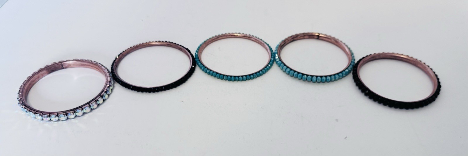 Copper Bangle Bracelets Textured Twisted Faux Bea… - image 10