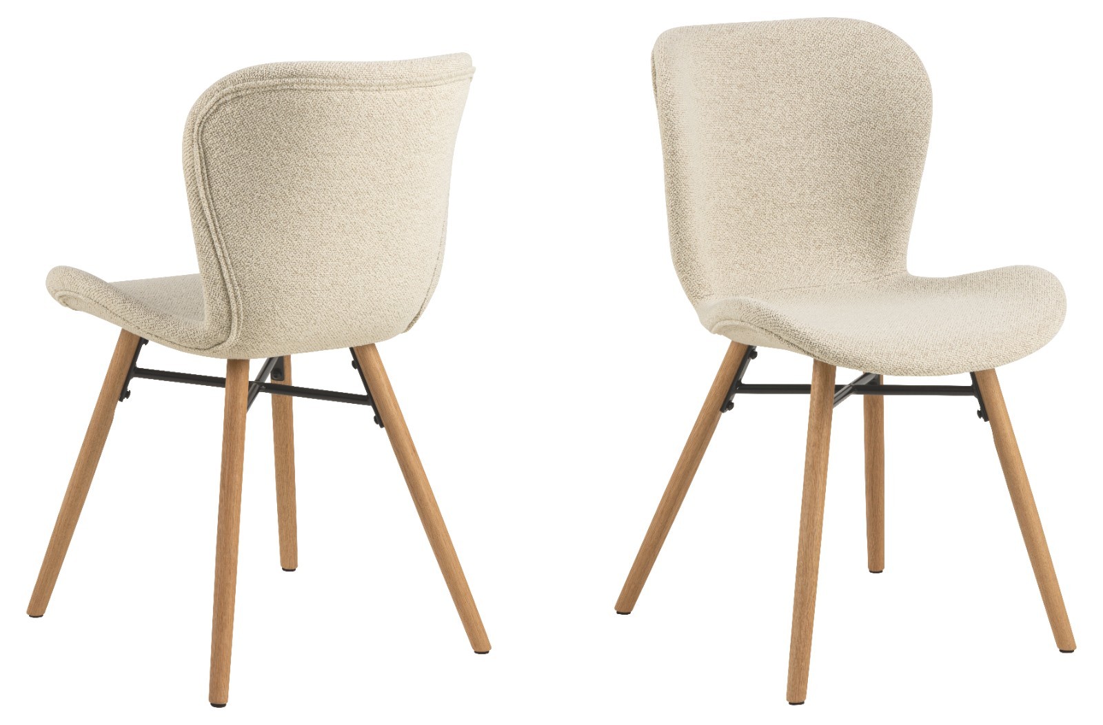 Batilda- Grey Bouclé Fabric and Oak Dining Chairs, Set Of 2 Quality Curved Seats - Image 3