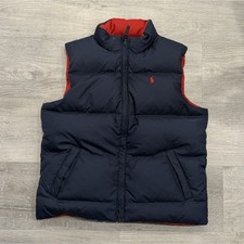 Polo Ralph Lauren Reversible Full Zip Stand-Up Collar Puffer Vest Kids Navy Red