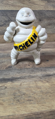 Vtg 6'' Bib Michelin Tire Man Cast Iron Paperweight Bank Detroit 67548 Doorstop
