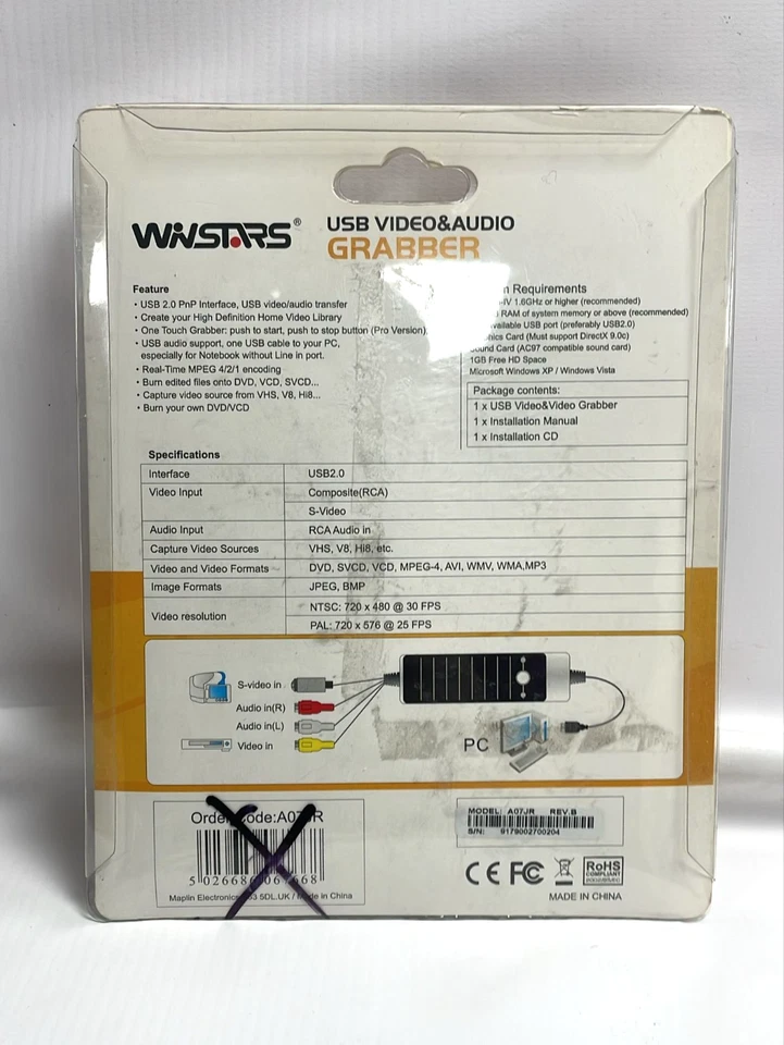 Winstars USB Video & Audio Grabber - Capture VHS, DVD, SVCD, Hi8 to PC - Image 3 of 3