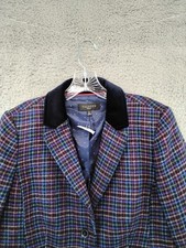 TALBOTS Petites L/S Plaid Wool Blazer with Velvet Collar - 16P, Multicolor