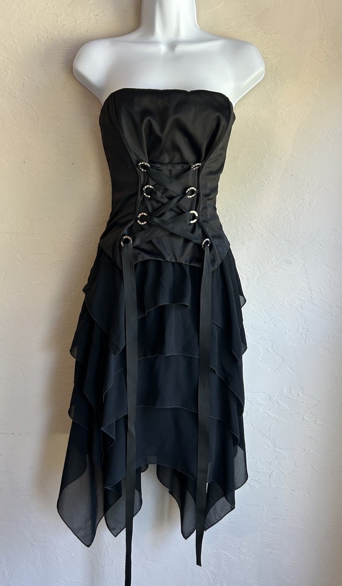 jessica mcclintock corset dress 2000s Vintage Wedding  Lucky 27 Bridal Small 1990s Vintage Black Corset