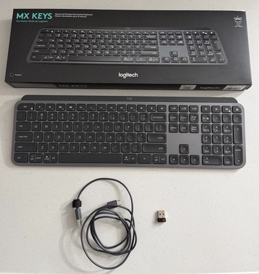 Logitech MX Keys Wireless Keyboard Graphite Black Complete Excellent Working