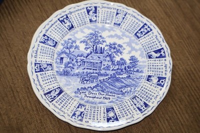 Alfred Meakin 1969 Calendar Plate God Bless Our House Zodiac England 9 