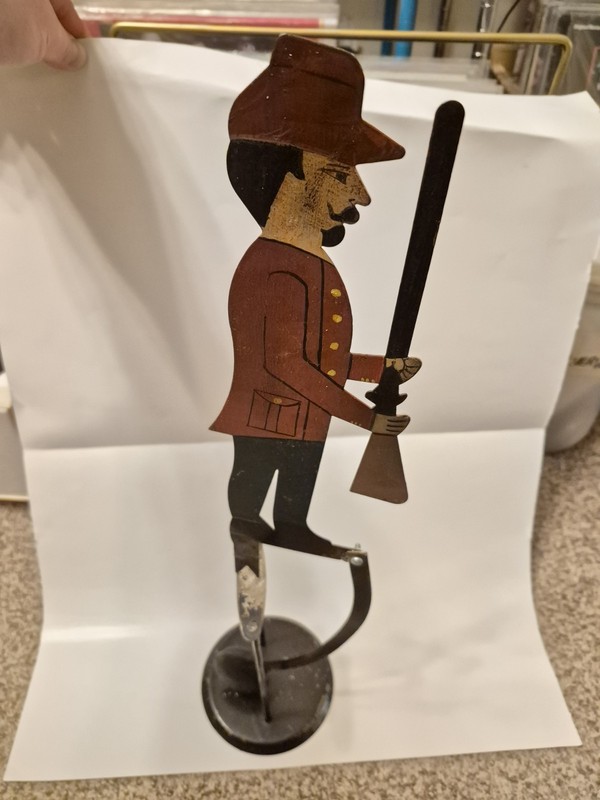 Vintage Antique Pendulum Soldier Balancing Moving Metal Tin Toy Folk Art Style