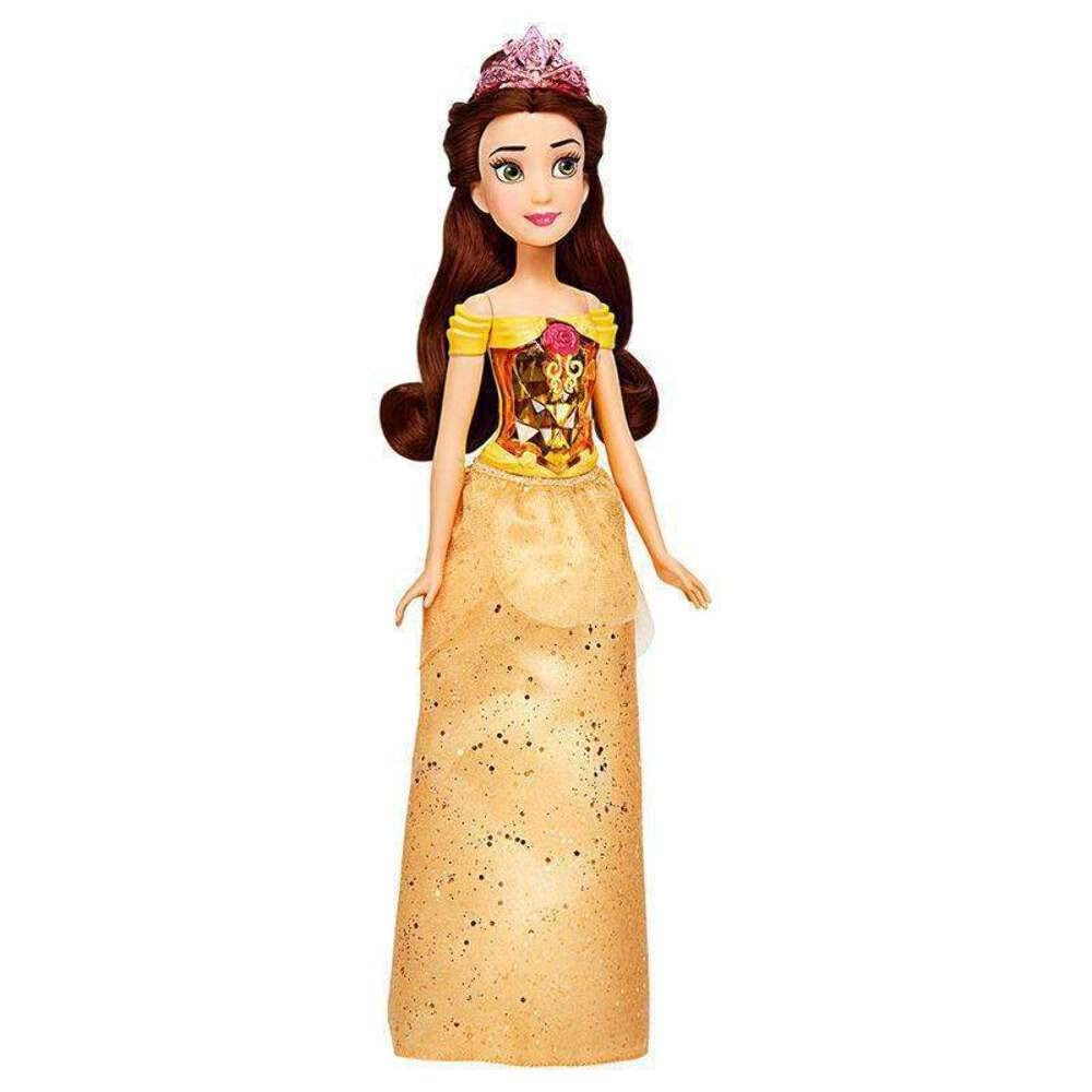 Disney Prinzessin Schimmerglanz Belle Puppe, Modepuppe mit Rock und Accessoires