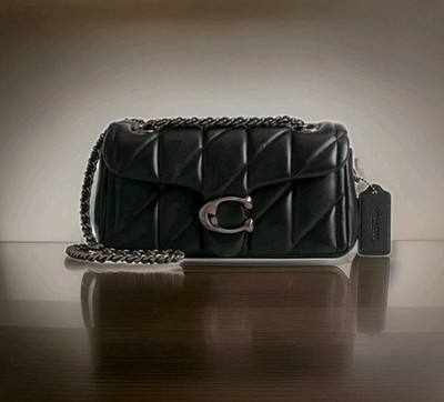 COACH Tabby Schultertasche 20 Steppsteppung Schwarz Metall Schwarz Neu Selten