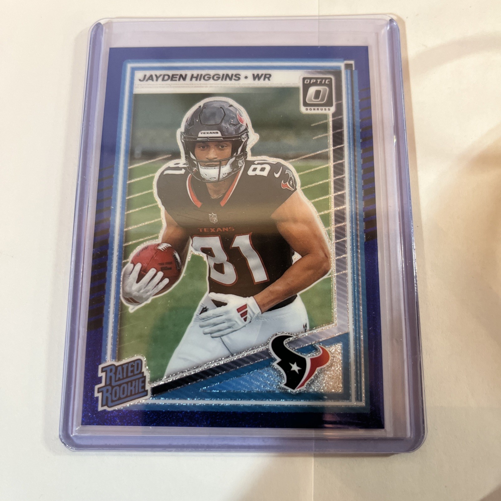 2025 Panini Optic - Rated Rookie Jayden Higgins #225 Blue Glitter Prizm (RC)