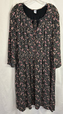 Old Navy XXL 20 Plus Boho Floral Midi Dress Long Bell Sleeve Cottagecore Lined