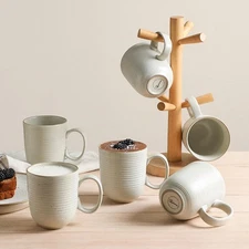 Coffee Mugs 16 oz, Stoneware Mug Set, Ceramic Coffee Cups with Large Handles,...