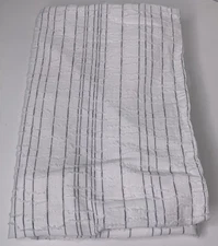 Single WEST ELM Pillow Sham Euro White Frey String Black Stripes 100% Cotton