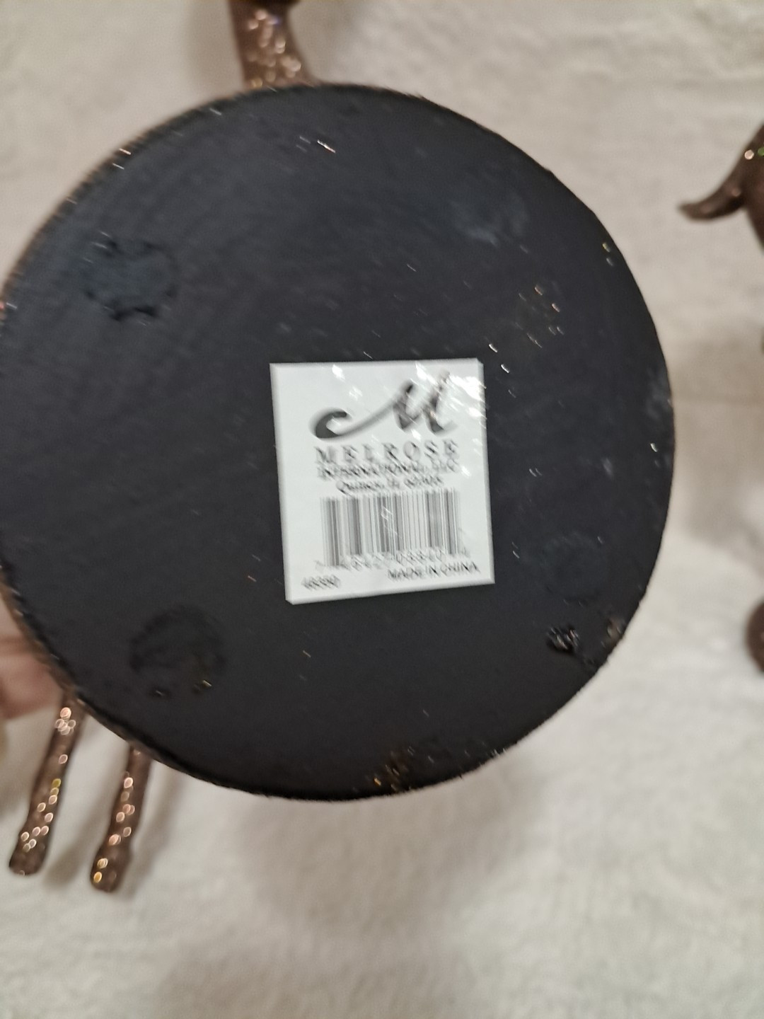 Melrose International Christmas Reindeer Glitter Bronze Candle Holders Statue 