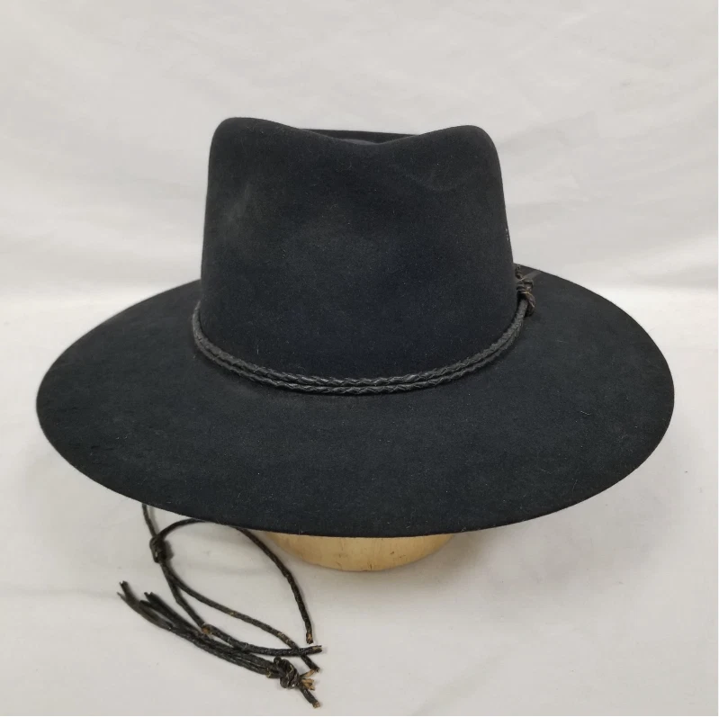 Akubra Black Pure Fur Felt Drover 1130 Hat Outback Trading Co Australia Sz 57/ M - Image 2 of 4