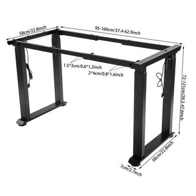 4-Leg Standing Desk Frame, Desk Frame, Dual Motor Adjustable Desk Rack Frame