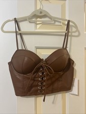 Women s Faux Leather Bustiers With Adjustable Straps Size Large