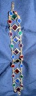 swan swarovski  crystal Green Red  Blue gold tone bezels Bracelet Double Signed — photo 1