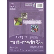 PAC4841 Art1st Mixed Media Art Paper, 9" x 12", White, 60 Sheets